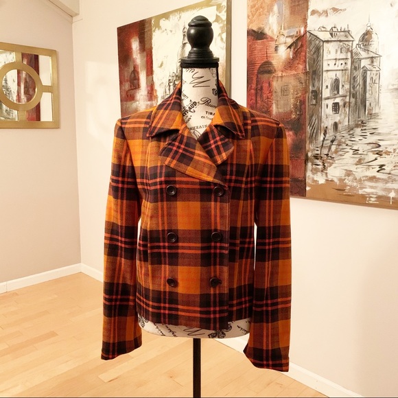 VTG Henri Bendel Wool Tartan Plaid Cropped Jacket - Picture 2 of 6